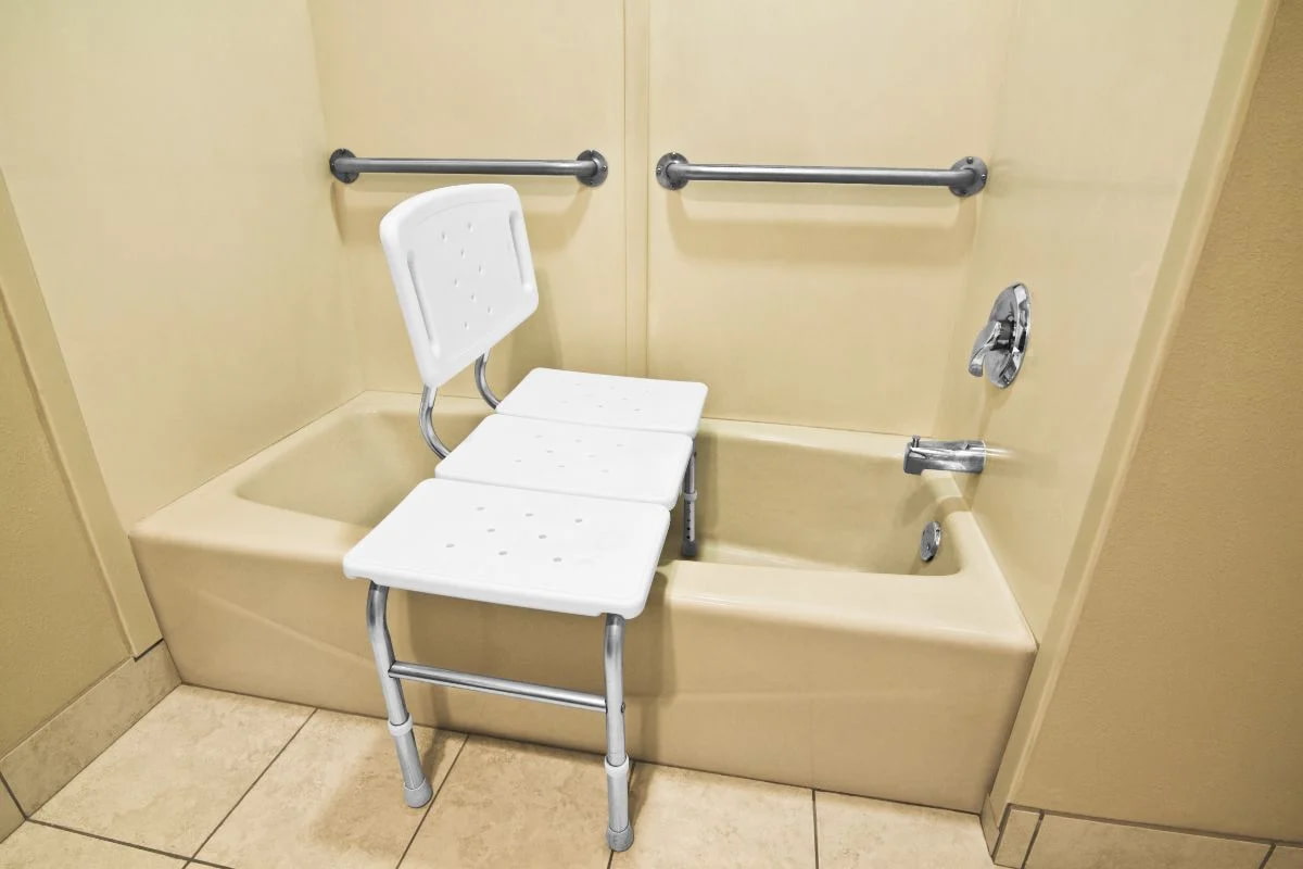  Shower Toilet Chair; Adjustable Height Water Resistant 2 Frames Aluminum Stainless Steel 